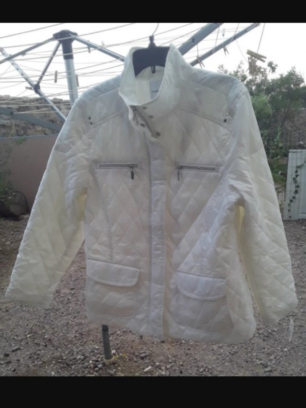 Quilted jacket car coat women jacket New white/ivory size L
